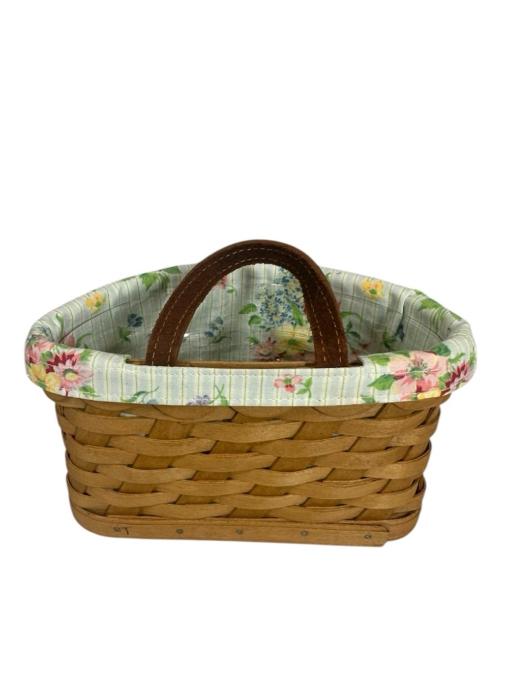 LONGABERGER 2006 Small Scalloped Pocket Hanging Basket Floral & Plastic Liner - Picture 6 of 9